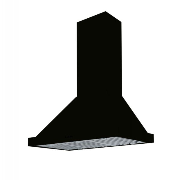 Hallman Ventilation Hood 30-Inch Wall Mount in Glossy Black with Chrome trim