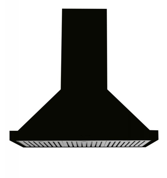Hallman Ventilation Hood 36-Inch Wall Mount in Glossy Black with Chrome trim