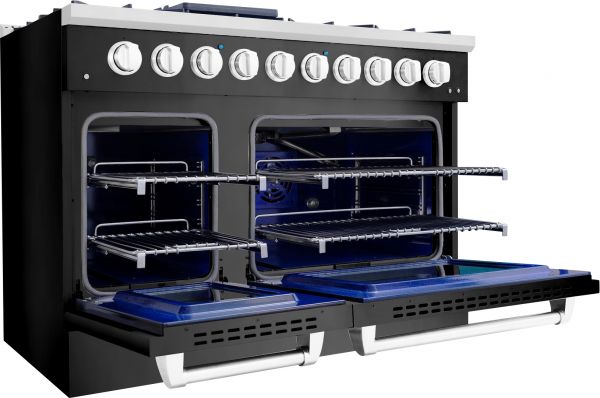 48-inch, Hallman BOLD Series Freestanding Dual Fuel Range - NG -electric oven Black Titanium