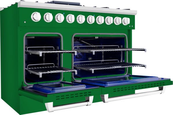48-inch, Hallman BOLD Series Freestanding Dual Fuel Range - LP -electric oven, Emerald Green