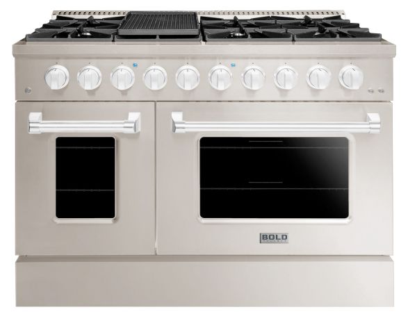 48-inch, Hallman BOLD Series Freestanding Dual Fuel Range - NG -electric oven Stainless-steel