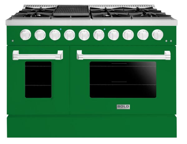 48-inch, 8 Burner Freestanding BOLD Series All Gas Range, LP, Emerald Green
