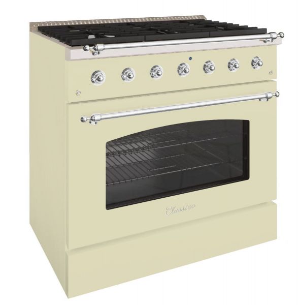 CLASSICO 36” Freestanding All Gas Range with LP Gas Stove and Gas Oven, AW RAL 1013 with Chrome Trim