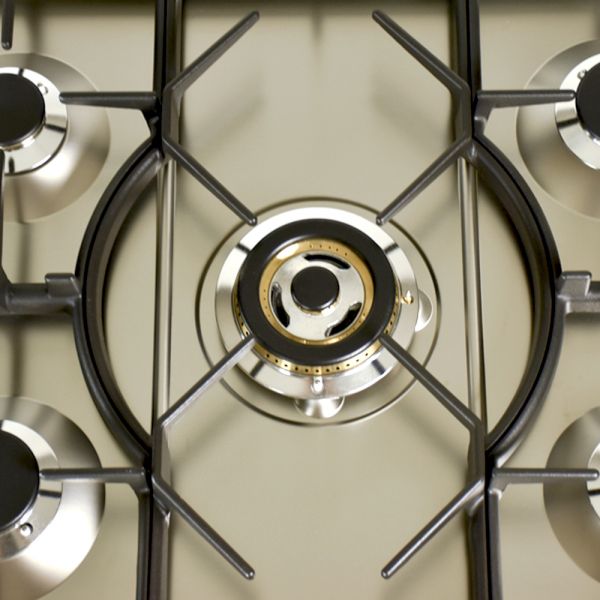 30 in. Single Oven Dual Fuel Italian Range, Brass Trim in Antique White