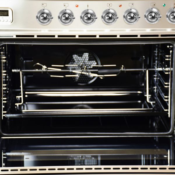 36 in. Single Oven Dual Fuel Italian Range, LP Gas, Chrome Trim in Stainless-steel