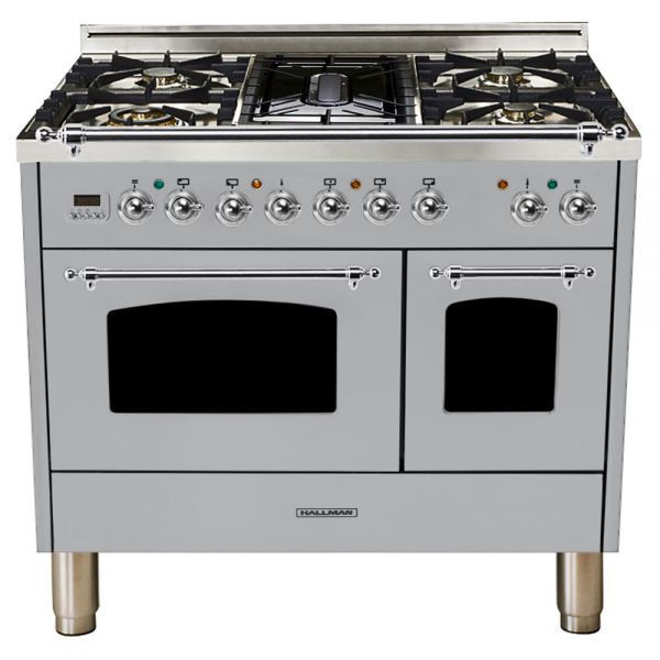 40 in. Double Oven Dual Fuel Italian Range, Chrome Trim in Stainless-steel