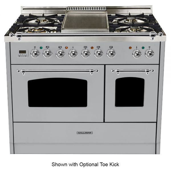 40 in. Double Oven Dual Fuel Italian Range, LP Gas, Chrome Trim in Stainless-steel