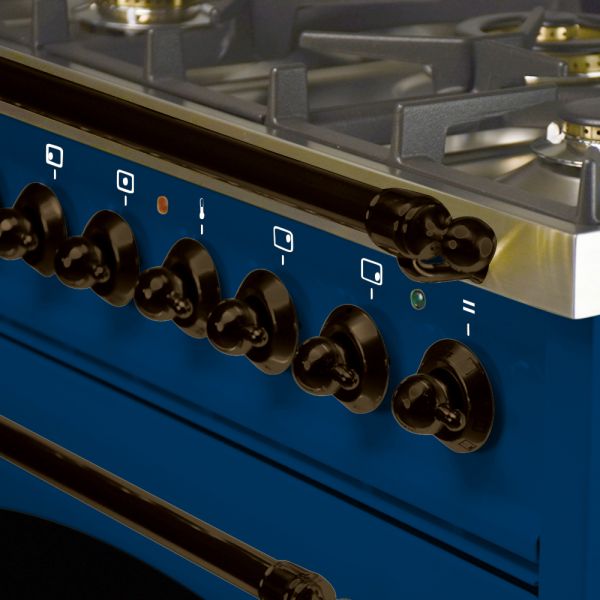 30 in. Single Oven All Gas Italian Range, LP Gas, Bronze Trim in Blue