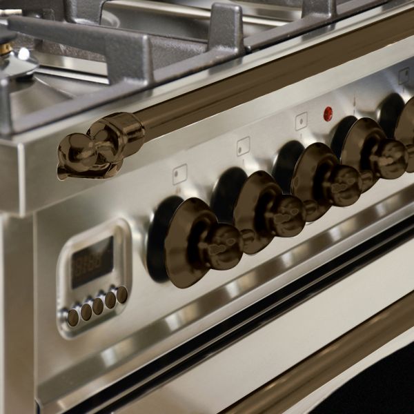 30 in. Single Oven All Gas Italian Range, Bronze Trim in Stainless-steel
