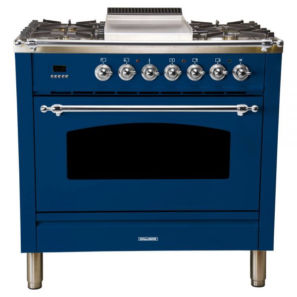 36 in. Single Oven All Gas Italian Range, LP Gas, Chrome Trim in Blue
