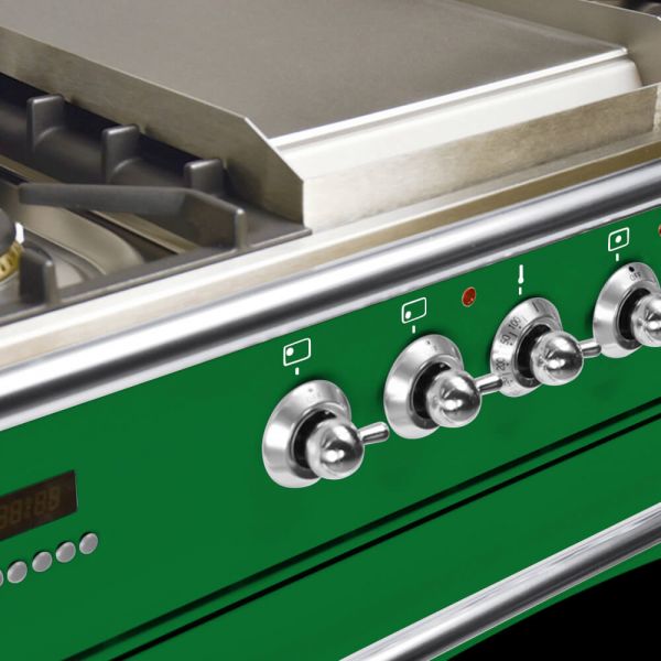 36 in. Single Oven All Gas Italian Range, Chrome Trim in Emerald Green